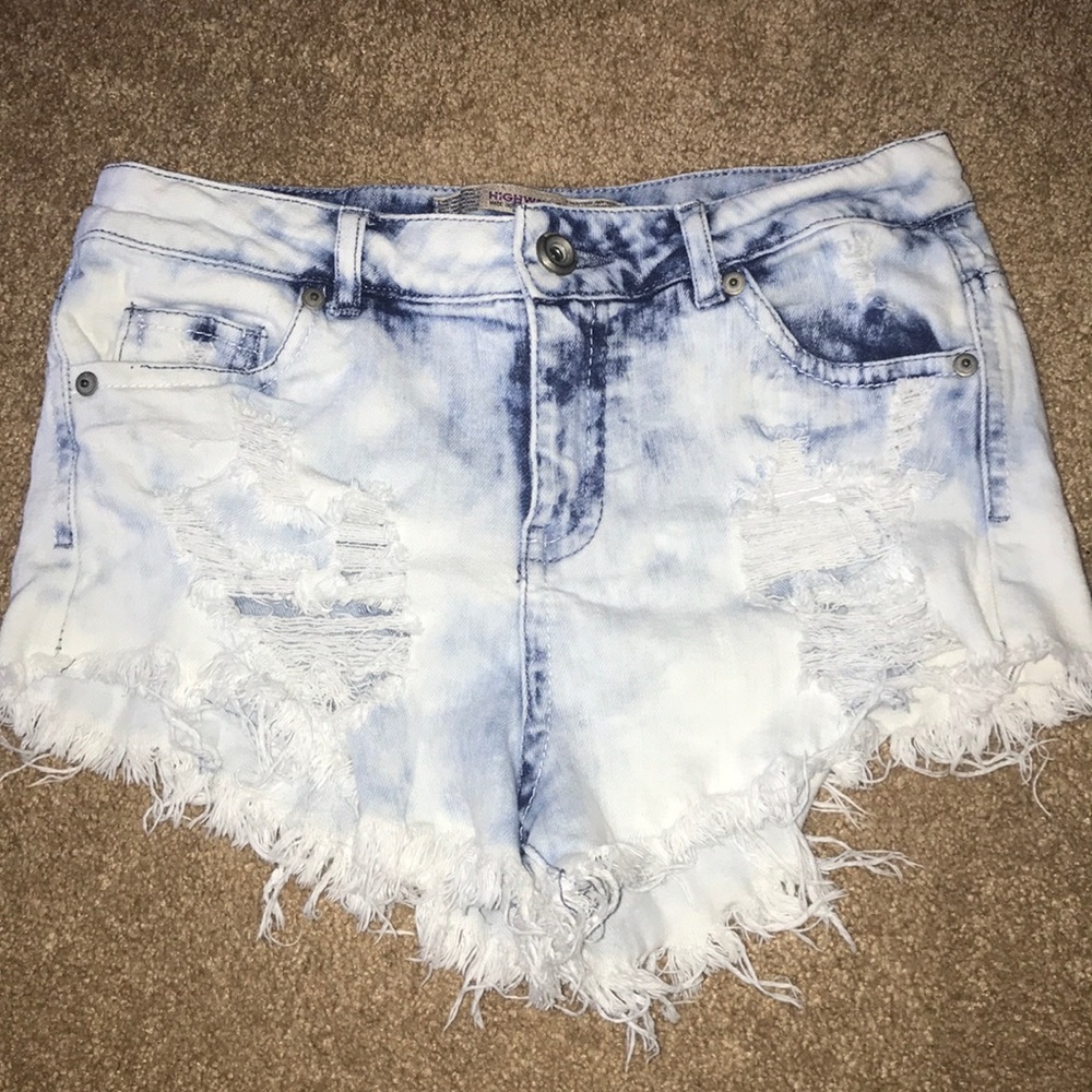 Acid-wash Denim Shorts